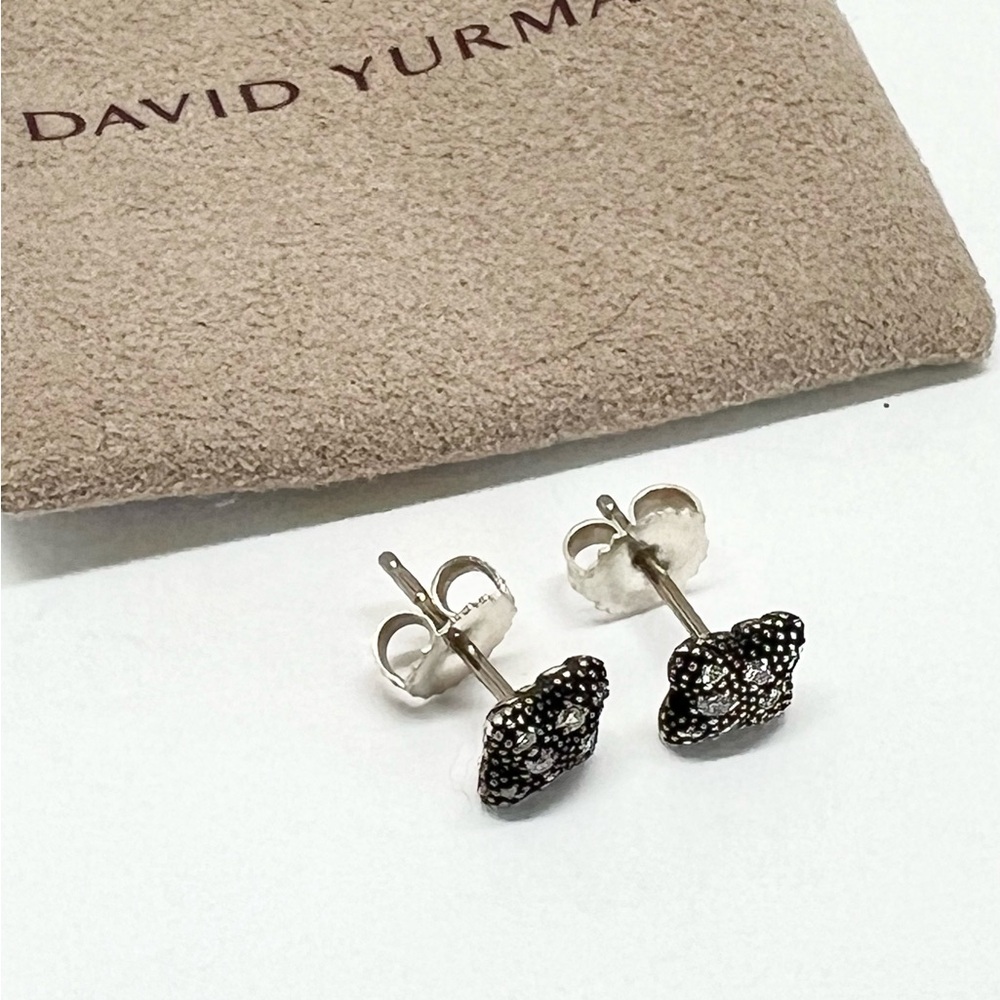 David Yurman Midnight Melange Diamond Stud Earrings .925 - Picture 3 of 8